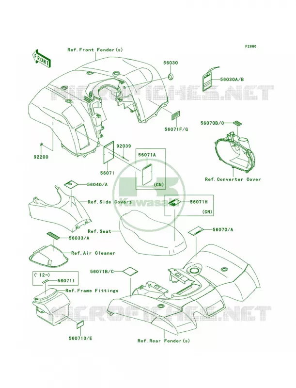 Labels Kawasaki QUAD 650 2012 Brute Force 650 4x4  KVF650DCF