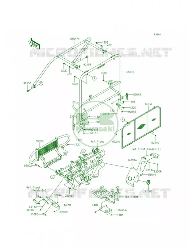 GuardsCab Frame Kawasaki MULE 620 2014 Mule 4010 4x4  KAF620MEF