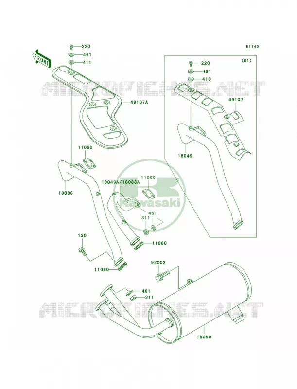 Mufflers Kawasaki MULE 620 2007 MULE 3000  KAF620-G2