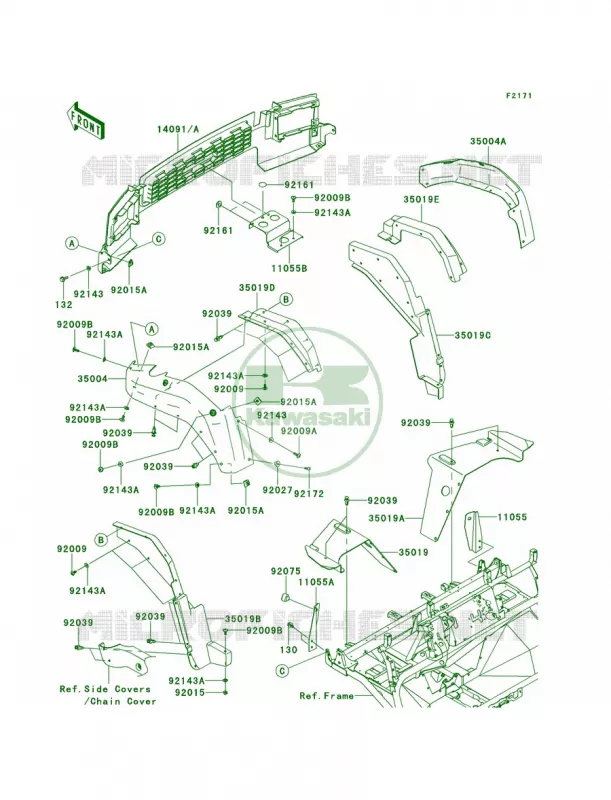 Front FendersS9F-SBF Kawasaki MULE 620 2010 MULE 4010 TRANS4X4 REALTREE APG HD  KAF620SAF