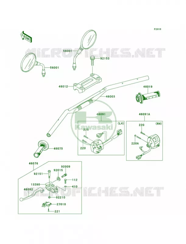 Handlebar Kawasaki MOTOS 250 2011 KLX250S  KLX250TBF