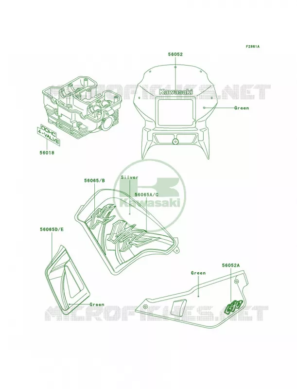 DecalsGreenA16 Kawasaki MOTOS 650 2003 KLR650  KL650-A17
