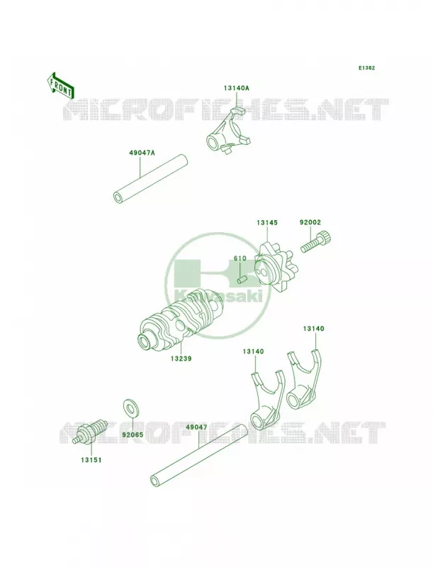 Gear Change DrumShift Forks Kawasaki MOTOS 250 2000 KLR250  KL250-D17
