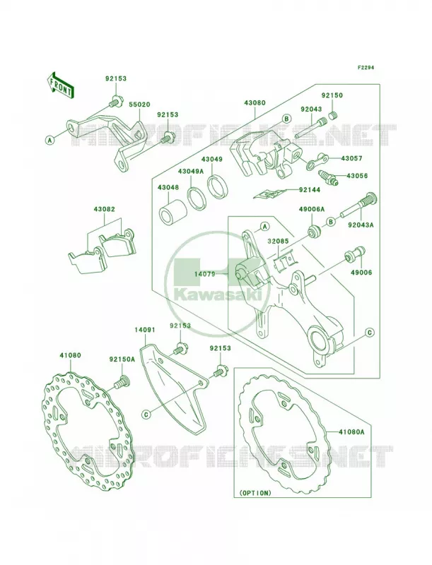 Rear Brake Kawasaki MOTOS 450 2009 KX450F Monster Energy  KX450E9FA