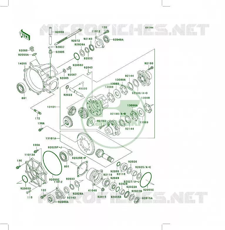 ALBERO DI TRASMISSIONE(DIFFERENTIEL) Kawasaki QUAD 400 1999 KLF400 4X4  KLF400-B7
