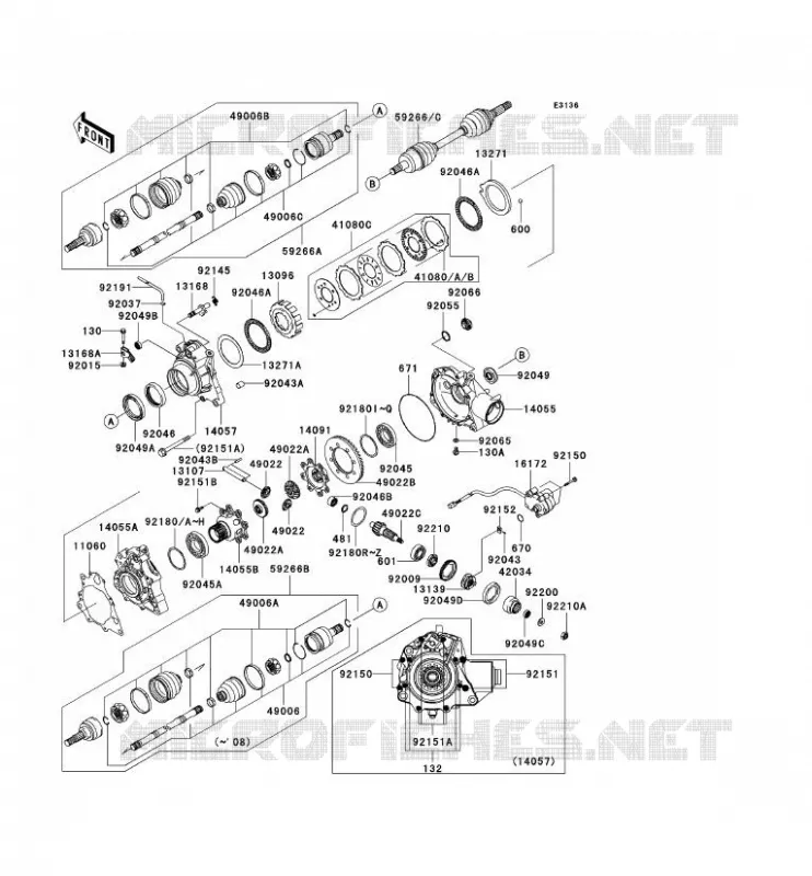 ANTERIORE ALBERO Kawasaki QUAD 360 2009 KVF360 4X4  KVF360A9F