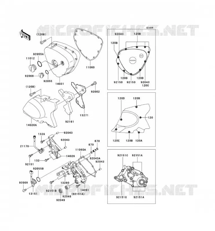 COPERTURA SINISTRA MOTORE Kawasaki MOTOS 650 1999 W650  EJ650-A1