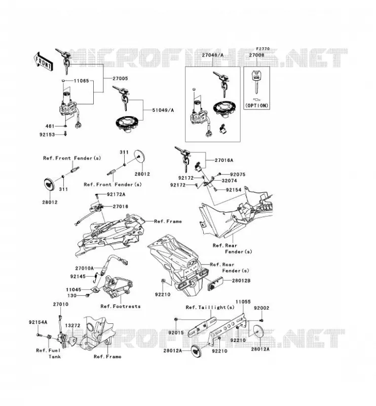INTERRUTTORE - RIFLETTORI Kawasaki MOTOS 300 2014 NINJA 300 ABS  EX300BES