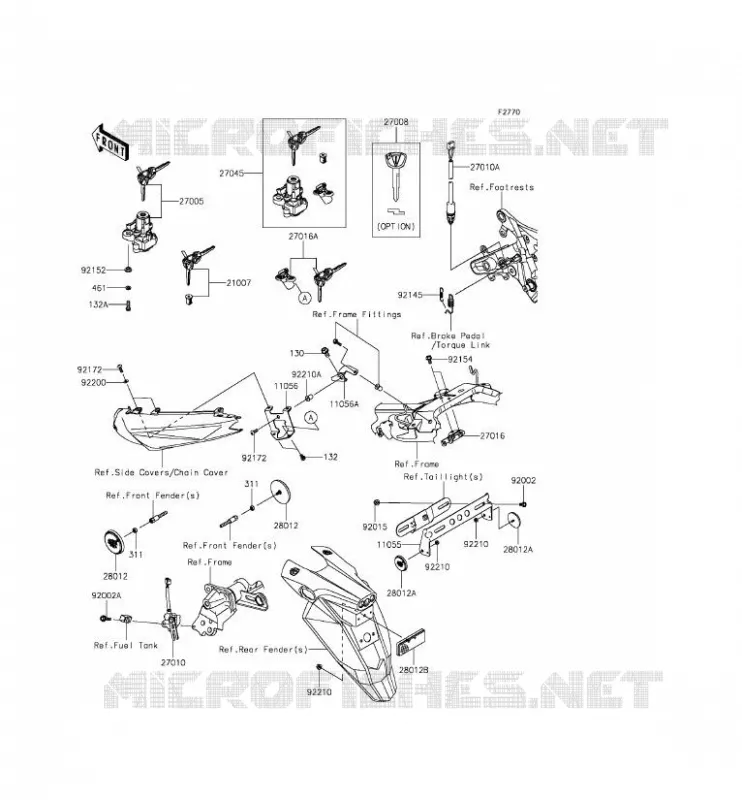 INTERRUTTORE - RIFLETTORI Kawasaki MOTOS 650 2012 ER-6F  EX650ECF