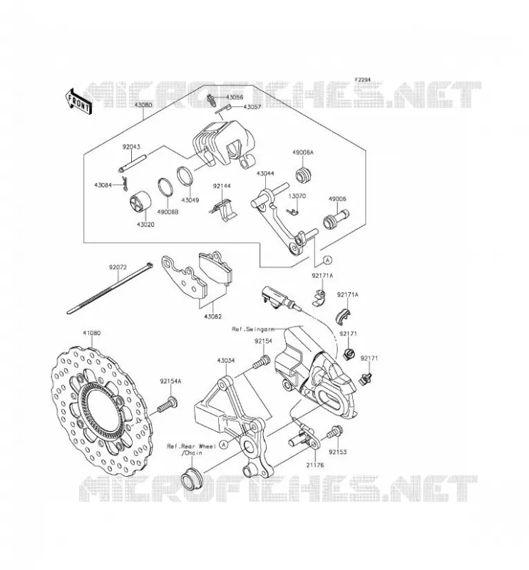 FRENO POSTERIORE Kawasaki MOTOS 650 2014 ER-6F ABS  EX650FEF