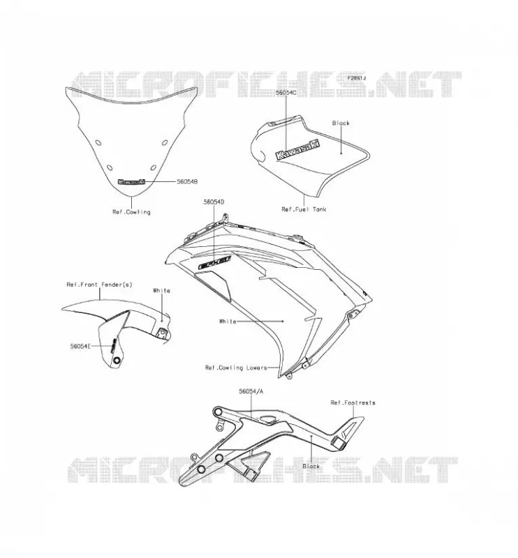 ADESIVO(WHITE) Kawasaki MOTOS 650 2015 ER-6F ABS  EX650FFF