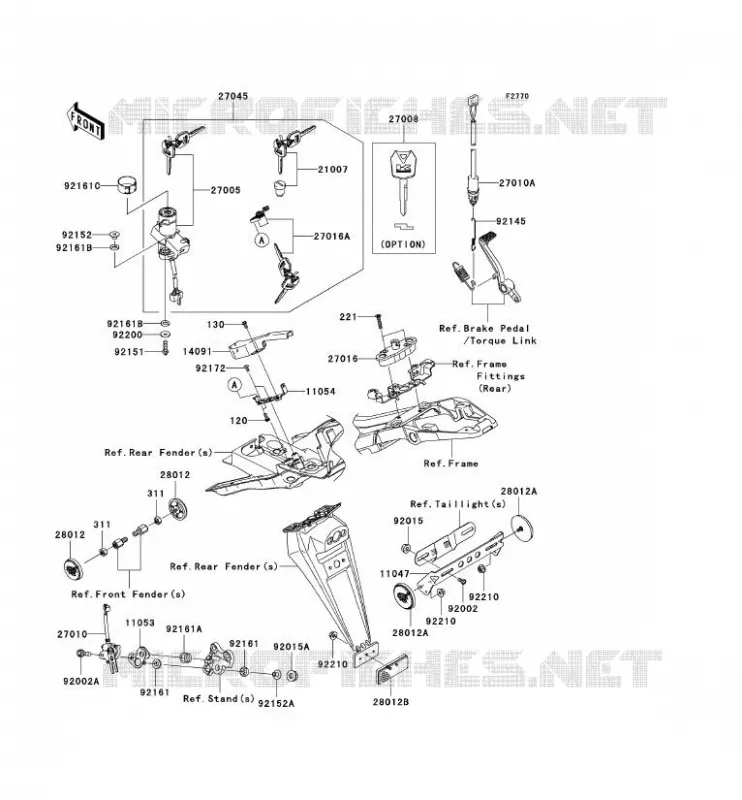 INTERRUTTORE - RIFLETTORI Kawasaki MOTOS 600 2007 NINJA ZX-6R  ZX600P7F