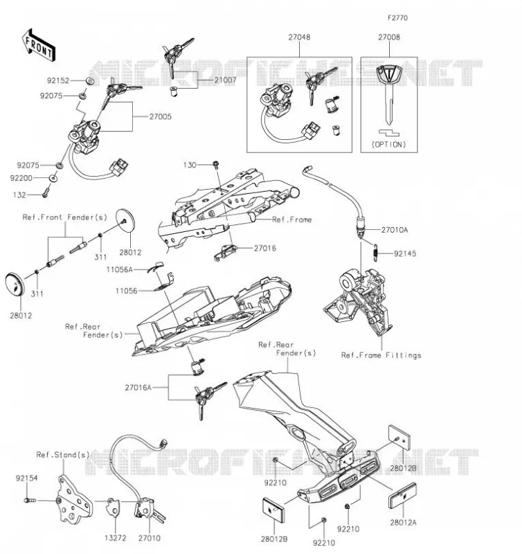 INTERRUTTORE - RIFLETTORI Kawasaki MOTOS 650 2019 Z650  ER650HKF