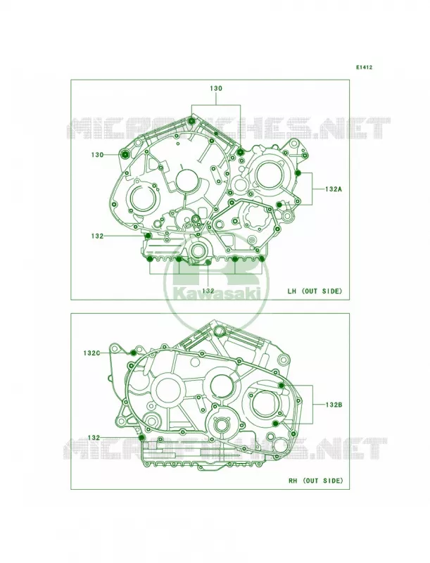 Crankcase Bolt Pattern Kawasaki MOTOS 900 2007 Vulcan 900 Custom  VN900C7F
