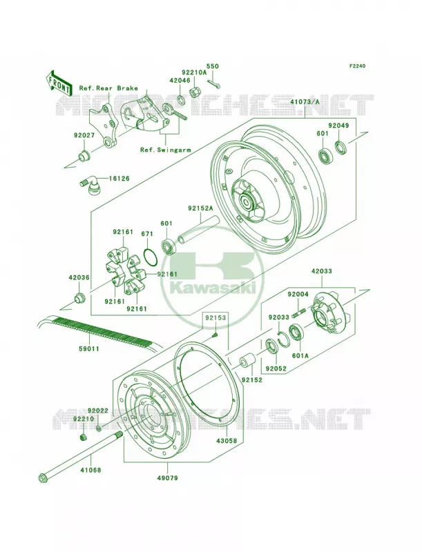 Rear Hub Kawasaki MOTOS 900 2007 Vulcan 900 Custom  VN900C7F