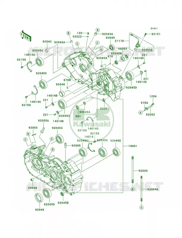 Crankcase Kawasaki MOTOS 2000 2006 Vulcan 2000  VN2000A6F