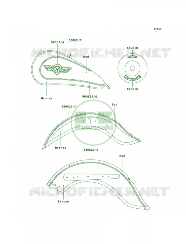 DecalsBronzeRedVN800-B4 Kawasaki MOTOS 800 1997 Vulcan 800 Classic  VN800-B2