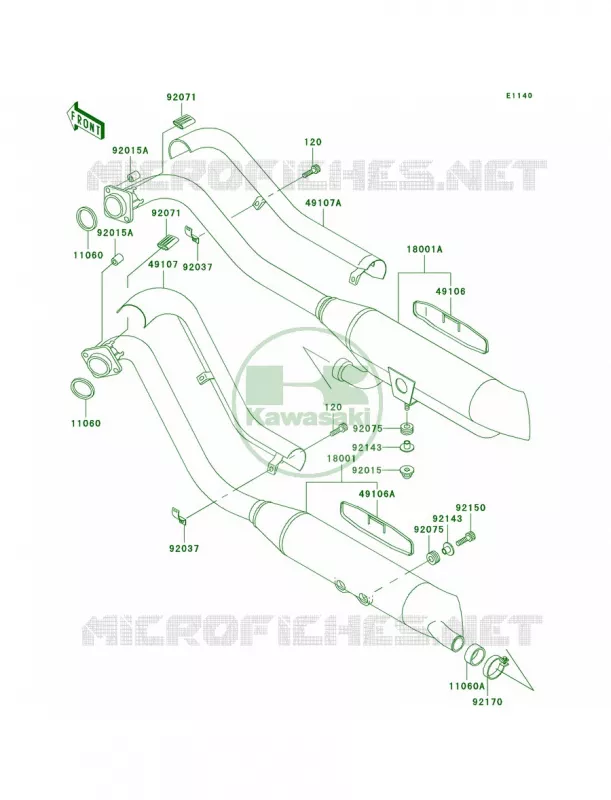 Mufflers Kawasaki MOTOS 800 1997 Vulcan 800 Classic  VN800-B2