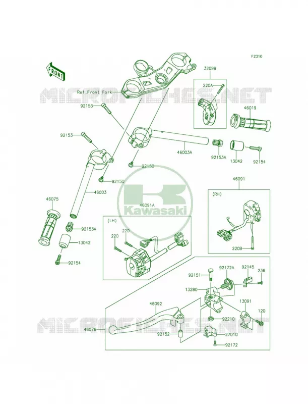 Handlebar Kawasaki MOTOS 1000 2015 Ninja ZX-10R ABS  ZX1000KFF