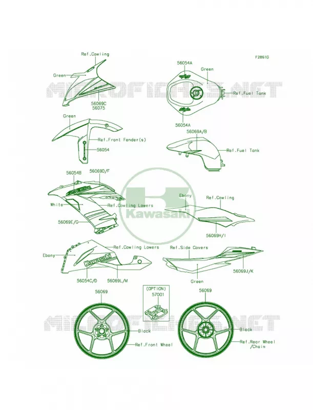 DecalsGreenFFFA Kawasaki MOTOS 636 2015 Ninja ZX-6R  ZX636FFF