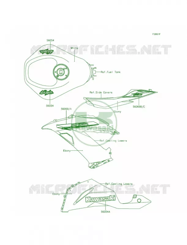 DecalsP.F.C.WhiteEEFCAUS Kawasaki MOTOS 636 2014 Ninja ZX-6R  ZX636EEF