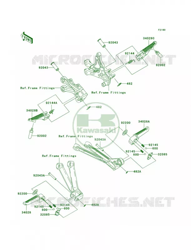 Footrests Kawasaki MOTOS 1000 2005 Ninja ZX-10R  ZX1000-C2