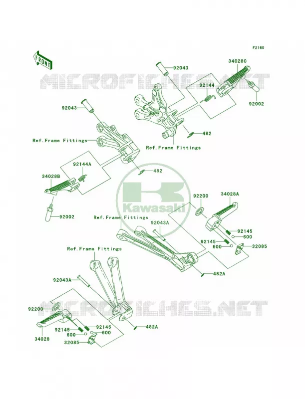 Footrests Kawasaki MOTOS 1000 2004 Ninja ZX-10R  ZX1000-C1