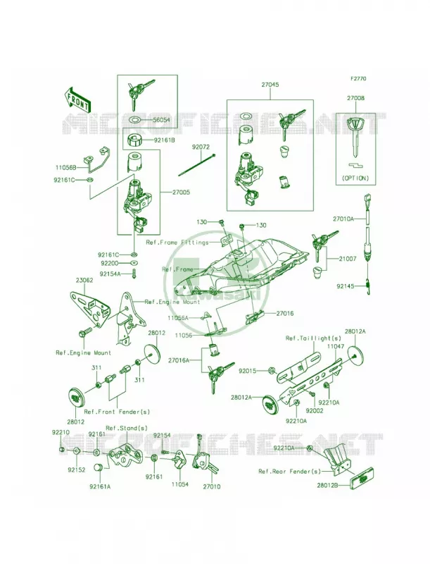 Ignition SwitchLocksReflectors Kawasaki MOTOS 1000 2015 Ninja 1000 ABS  ZX1000MFF