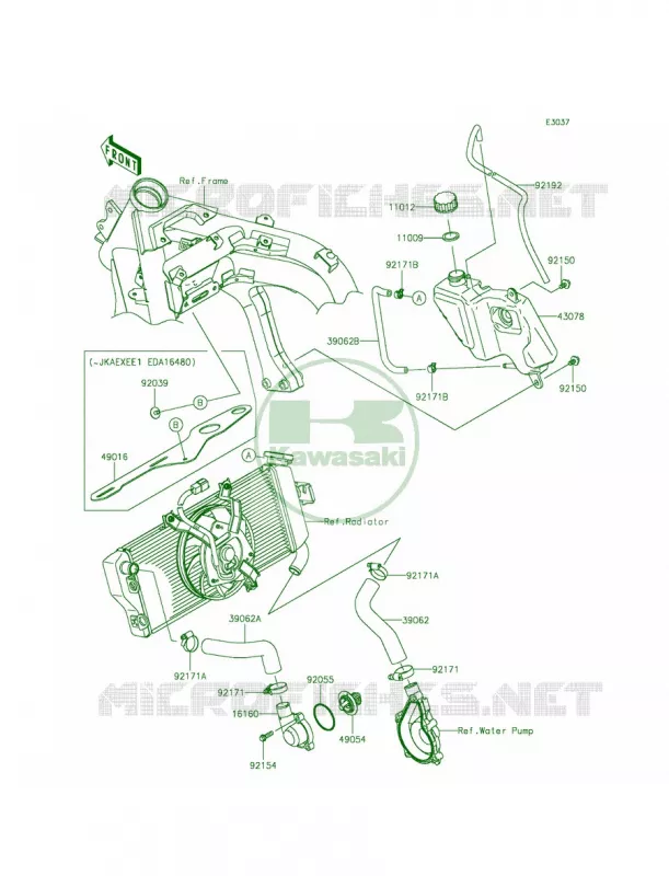 Water Pipe Kawasaki MOTOS 650 2014 Ninja 650  EX650EEF