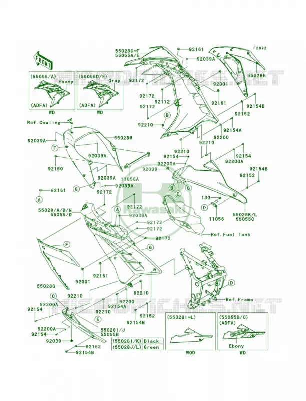 Cowling LowersADF-AEF Kawasaki MOTOS 300 2014 Ninja 300 SE  EX300AEFA
