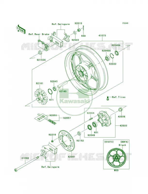 Rear WheelChainBDF-BEF Kawasaki MOTOS 300 2013 Ninja 300   EX300BDFA