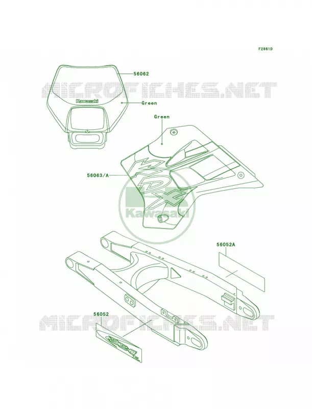 DecalsKDX220-A8 Kawasaki MOTOS 220 1999 KDX220R  KDX220-A6
