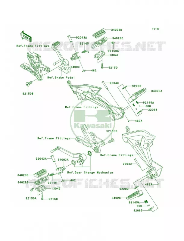Footrests Kawasaki MOTOS 750 2008 Z750   ZR750L8F