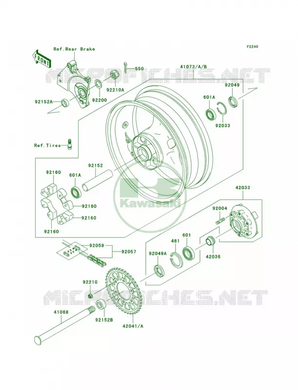 Rear Hub Kawasaki MOTOS 1000 2007 Z1000  ZR1000B7F